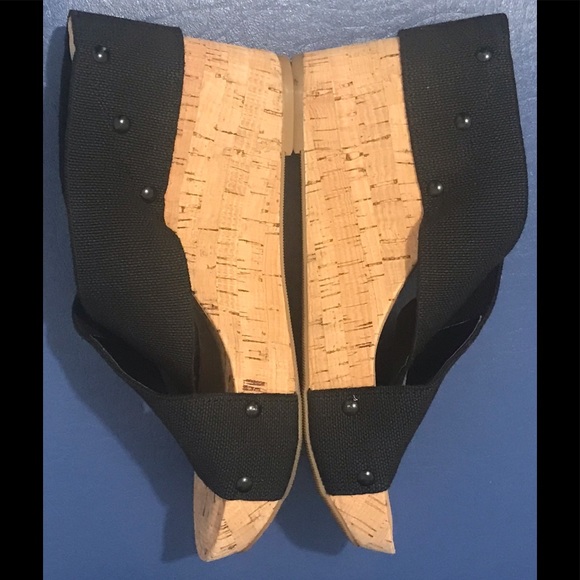 NWOT Lucky Brand LK Miller2 black woven platform cork wedge slip-on - Picture 5 of 15